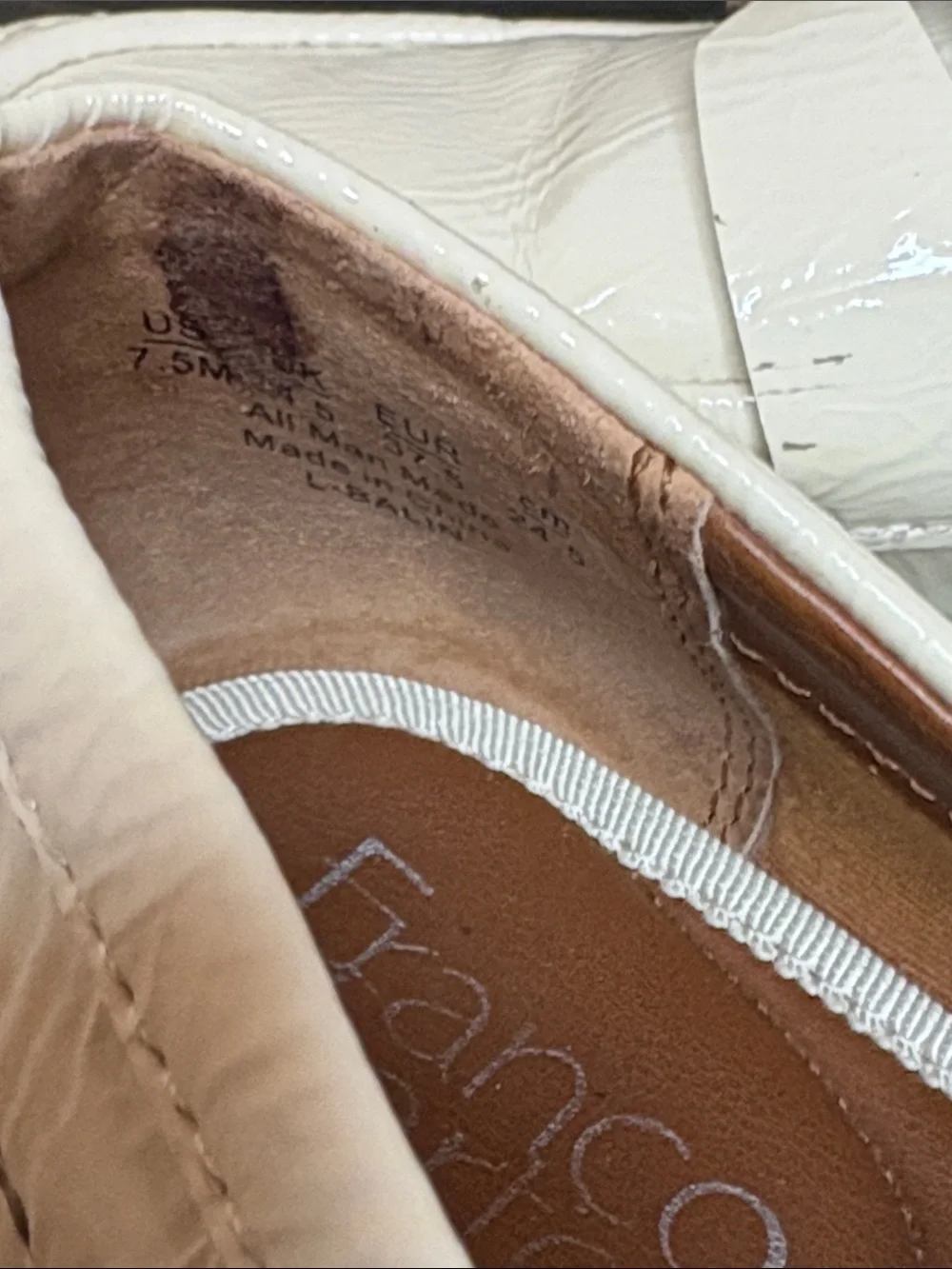 Franco Sarto Cream Patent Leather Lug Sole Penny Loafers